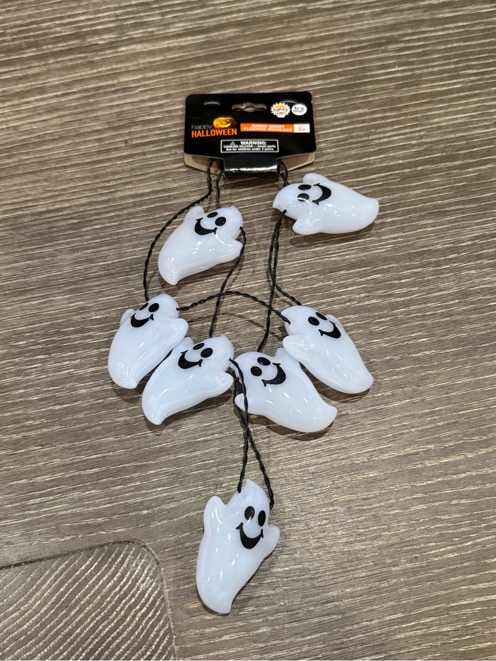 NWT Happy Halloween Jumbo Ghost flashing necklace
